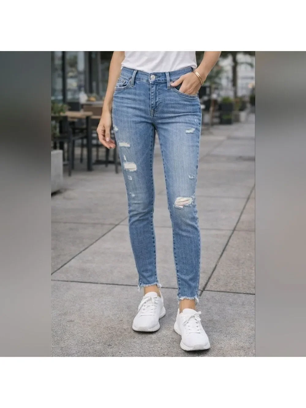 Polo Ralph Lauren Tompkins Skinny Jeans Distressed Light Blue Size 26